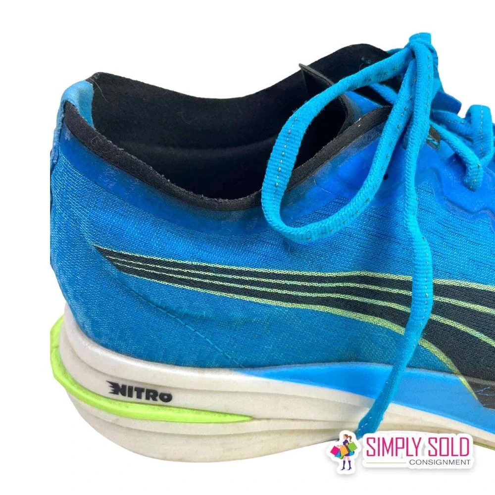 Puma‎ Deviate Nitro Wildwash Running Shoes Mens 11 Blue Mesh Lace Up Sneakers